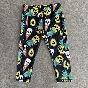 Constantly Varied Gear Large CVG Ice Cream Skulls Capri Crossfit Leggings Yoga